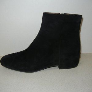 Aquatalia 9.5 Black Suede Waterproof Boot Full Zip Leather Low Heel Hidden Wedge